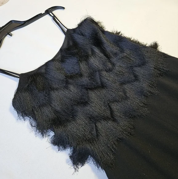 BCBG MazAzria Brianne Eyelash Fringe Jumpsuit Black Size Small - Picture 10 of 16